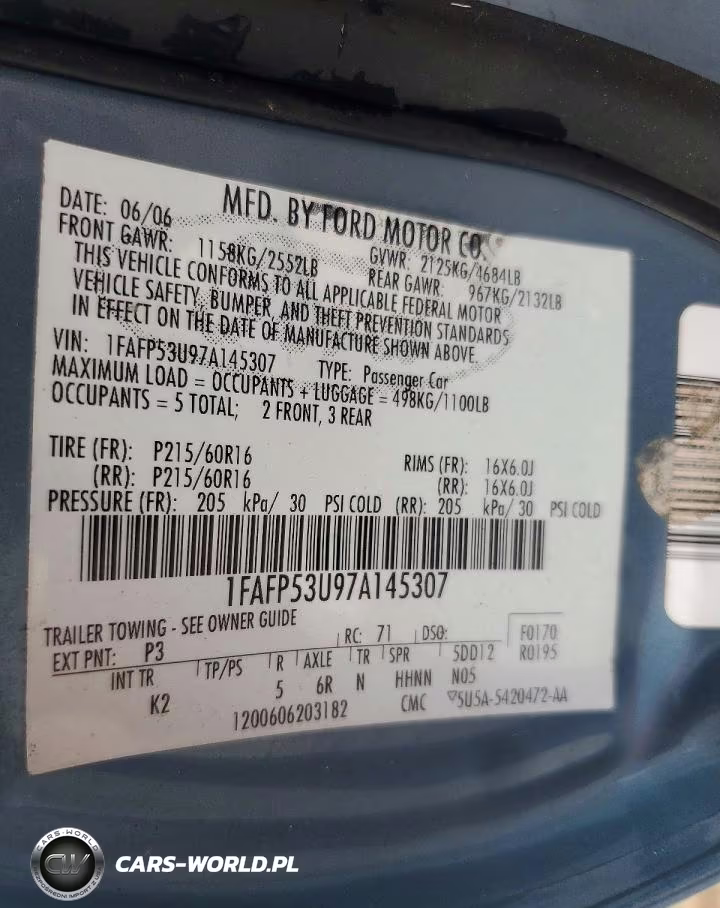 2007 Ford Taurus Se VIN:1FAFP53U97A145307 - 12