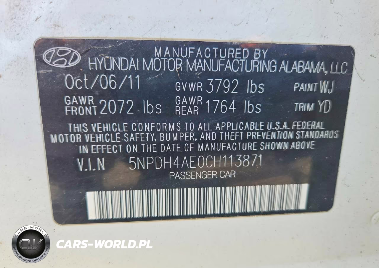 2012 Hyundai Elantra Gls VIN:5NPDH4AE0CH113871 - 12