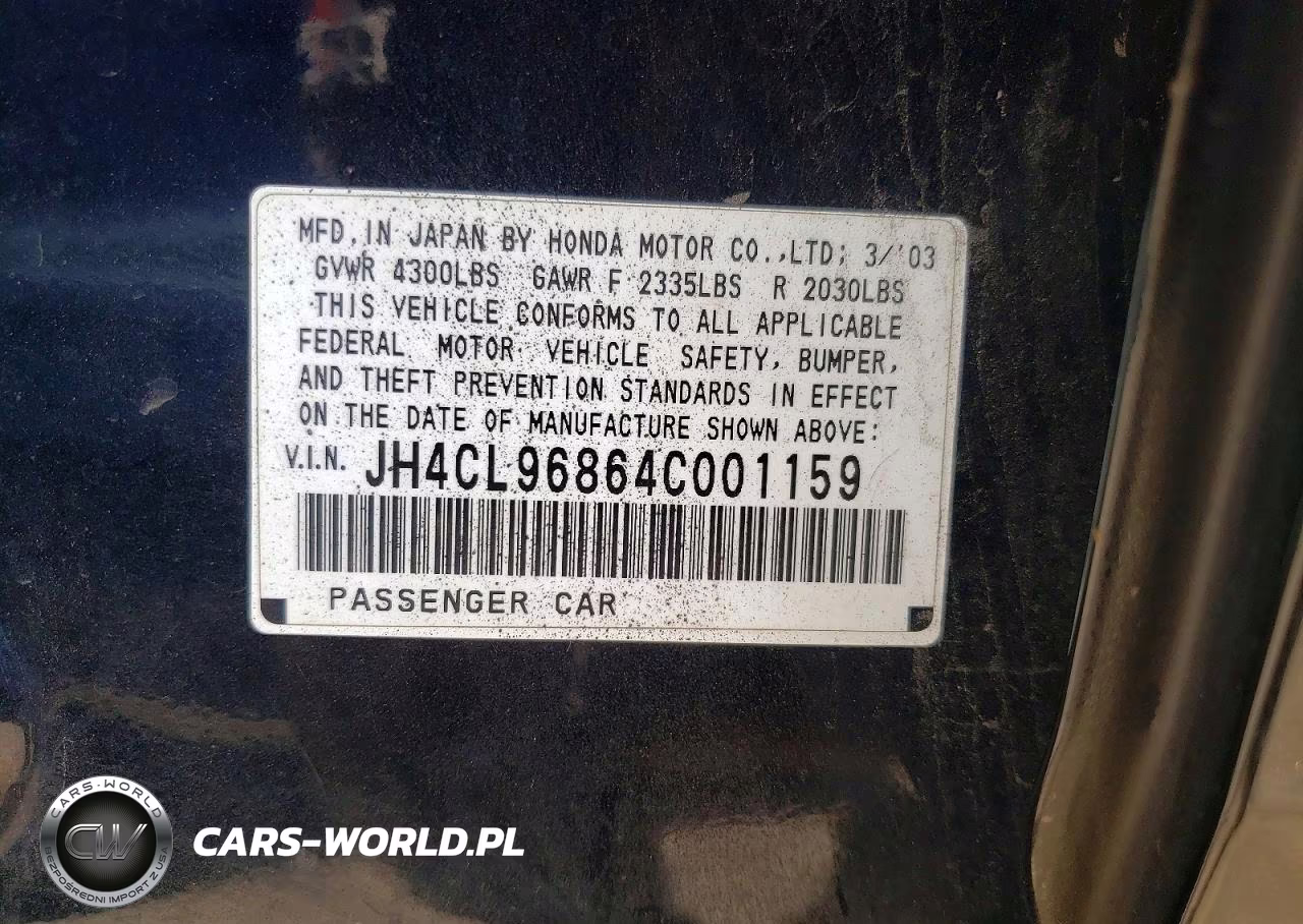 2004 Acura Tsx VIN:JH4CL96864C001159 - 13