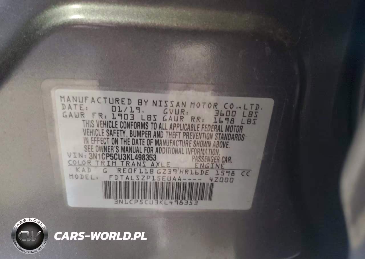 2019 Nissan Kicks Sv VIN:3N1CP5CU3KL498353 - 12