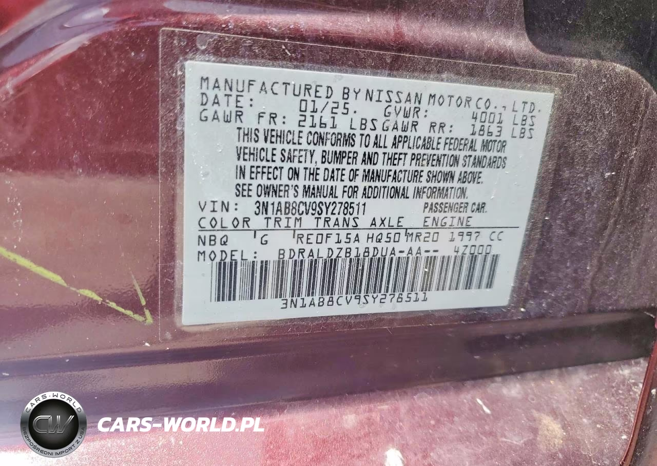 2025 Nissan Sentra Sv VIN:3N1AB8CV9SY278511 - 12