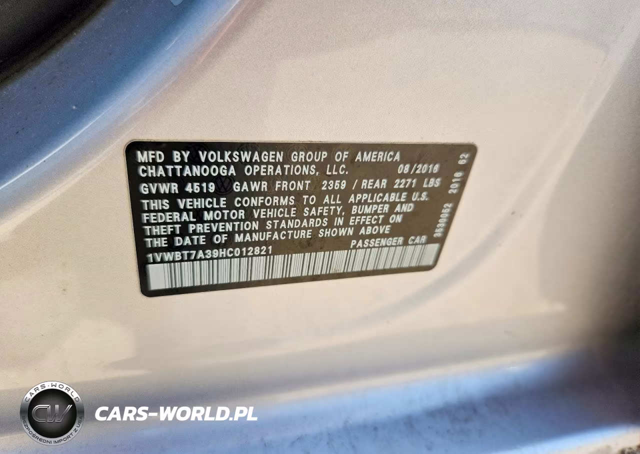 2017 Volkswagen Passat Se VIN:1VWBT7A39HC012821 - 12
