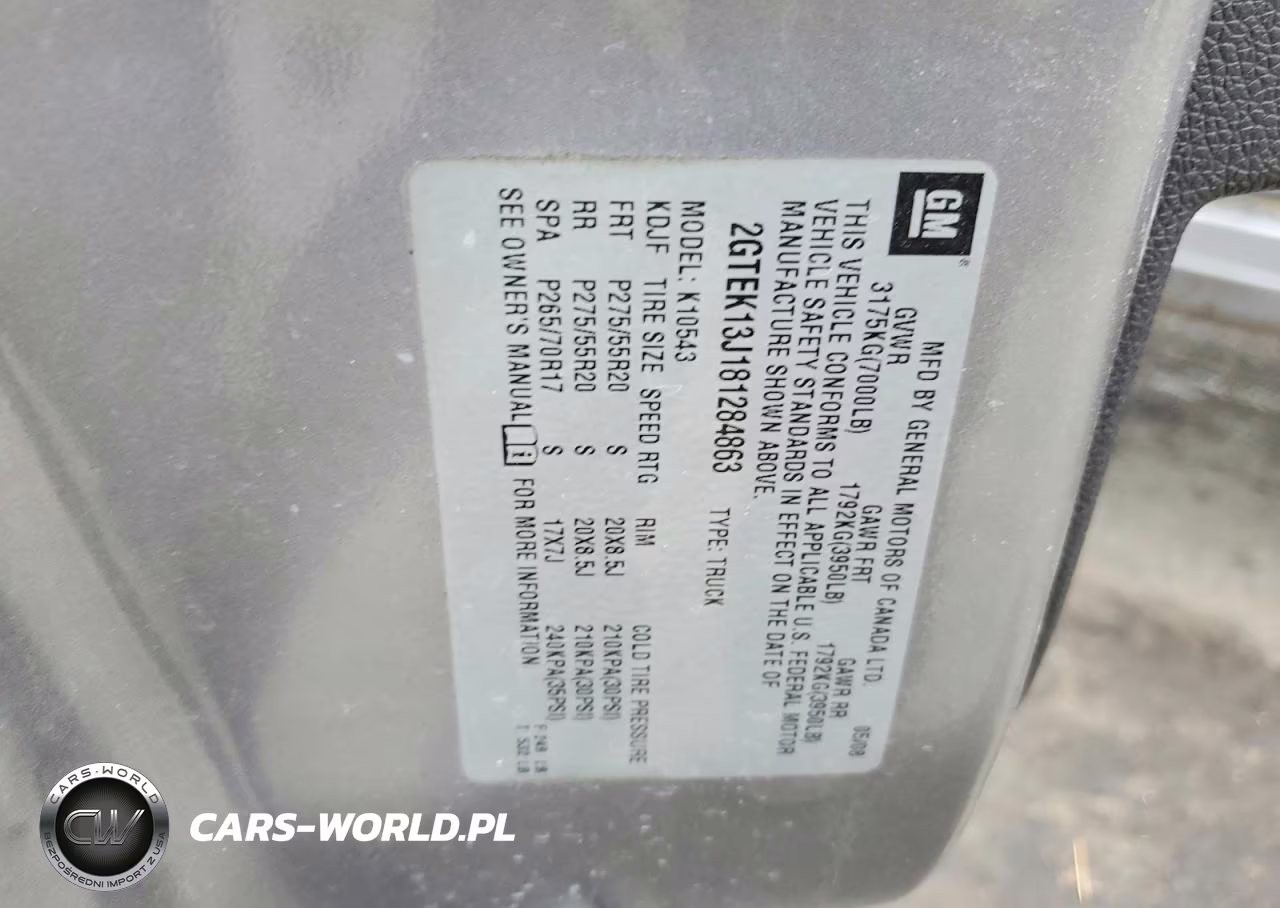 2008 GMC Sierra K1500 VIN:2GTEK13J181284863 - 12