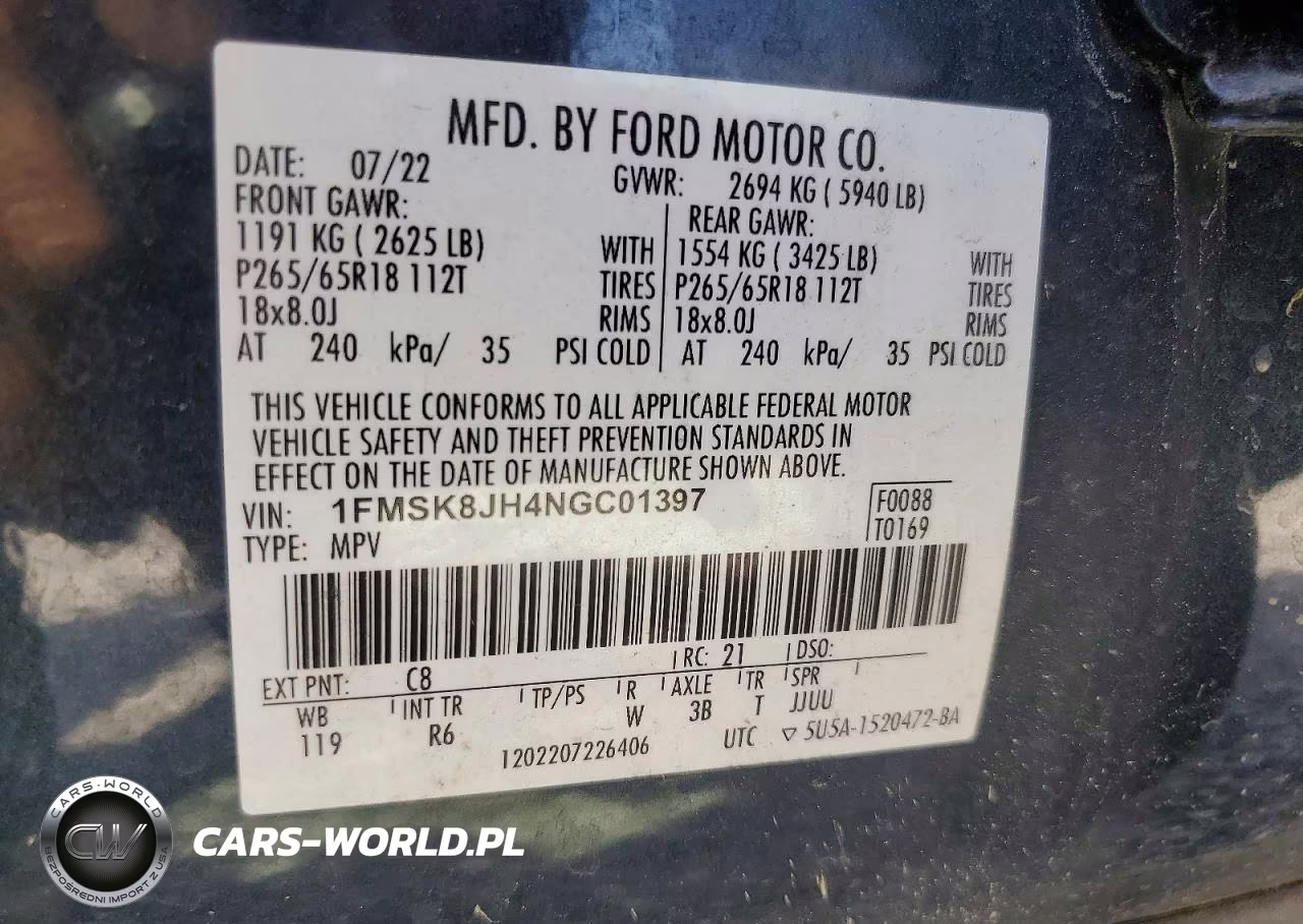 2022 Ford Explorer Timberline VIN:1FMSK8JH4NGC01397 - 13