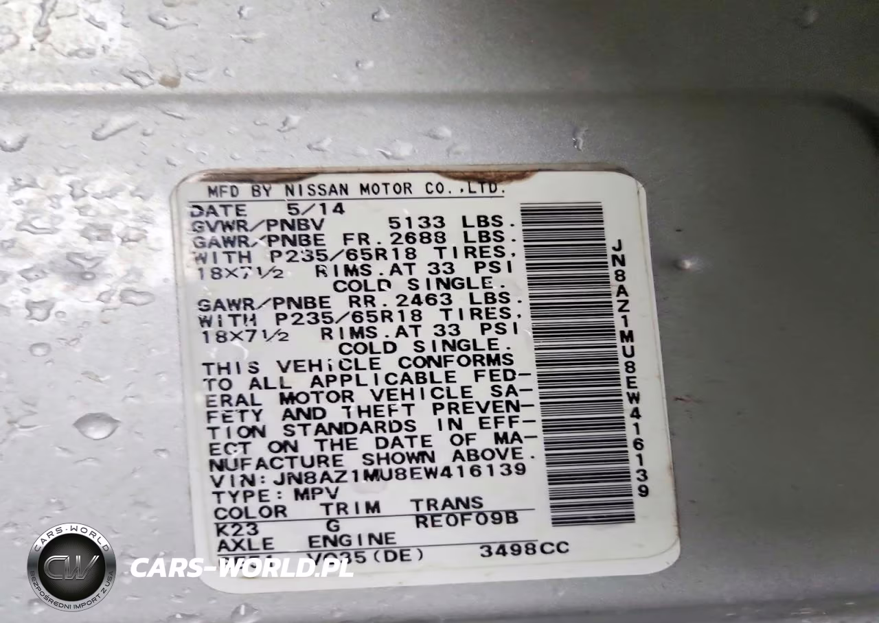 2014 Nissan Murano Sl VIN:JN8AZ1MU8EW416139 - 13