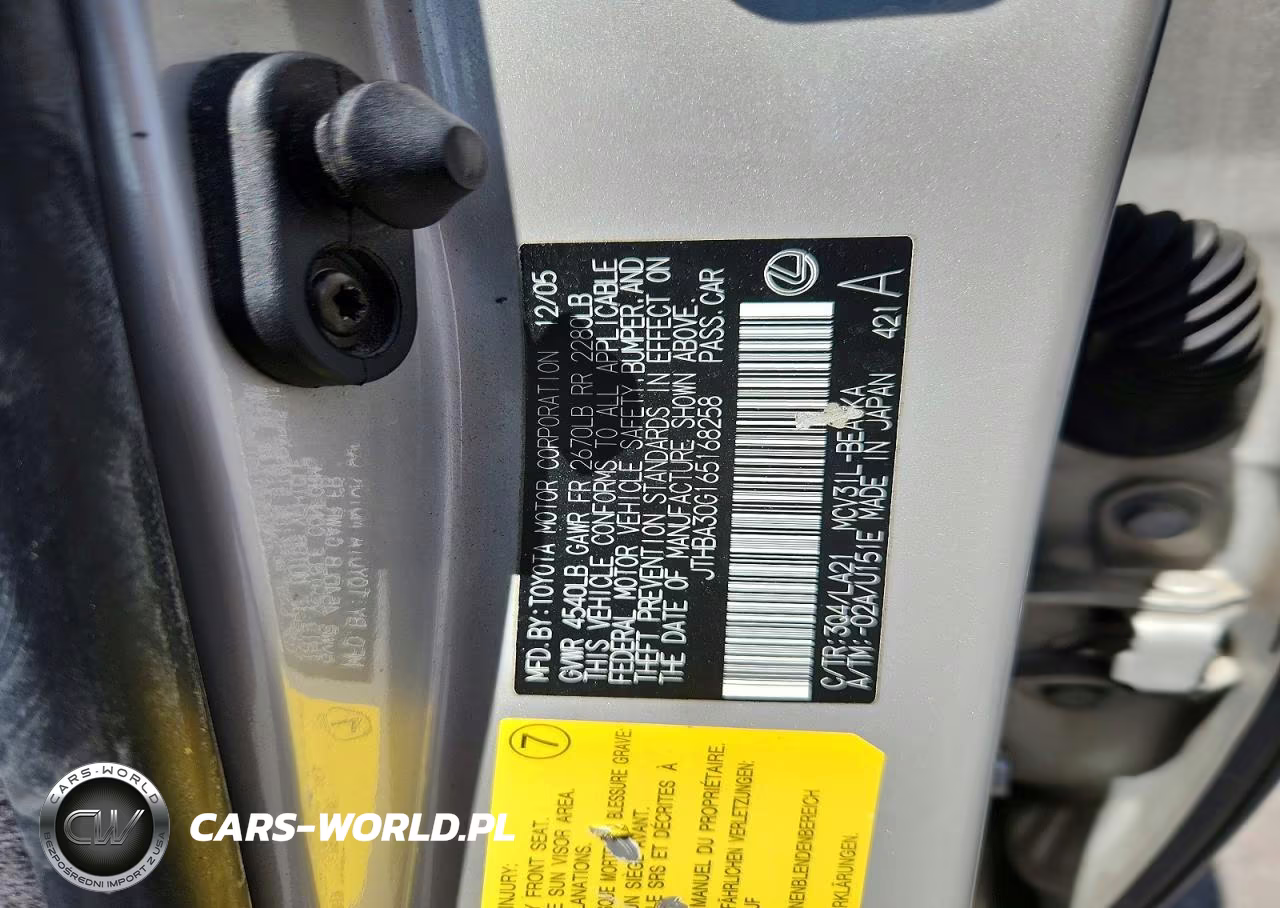 2006 Lexus Es 330 VIN:JTHBA30G165168258 - 12