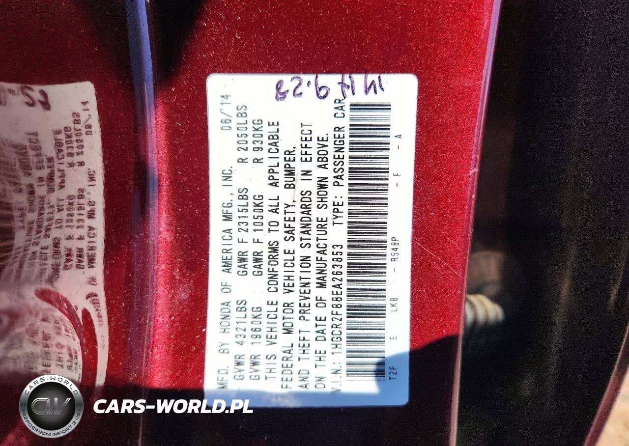 2014 Honda Accord Exl VIN:1HGCR2F88EA263853 - 12