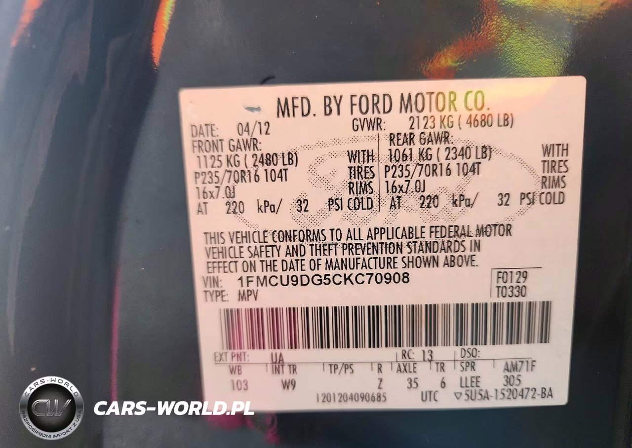 2012 Ford Escape Xlt VIN:1FMCU9DG5CKC70908 - 13