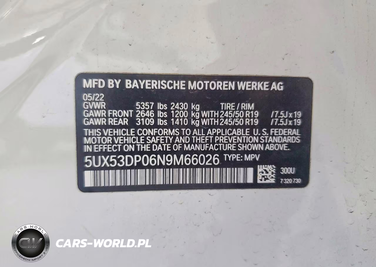 2022 BMW X3 xDrive30I VIN:5UX53DP06N9M66026 - 12