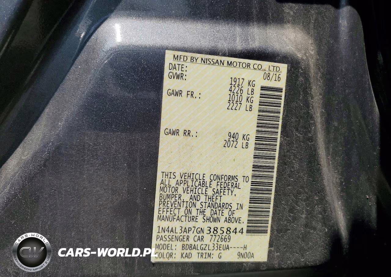 2016 Nissan Altima 2.5 S VIN:1N4AL3AP7GN385844 - 12