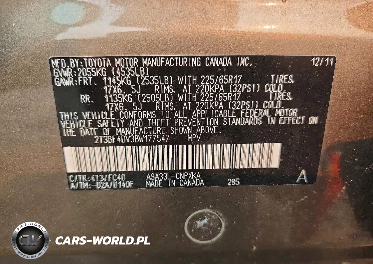 2011 Toyota Rav4 Base VIN:2T3BF4DV3BW177547 - 13