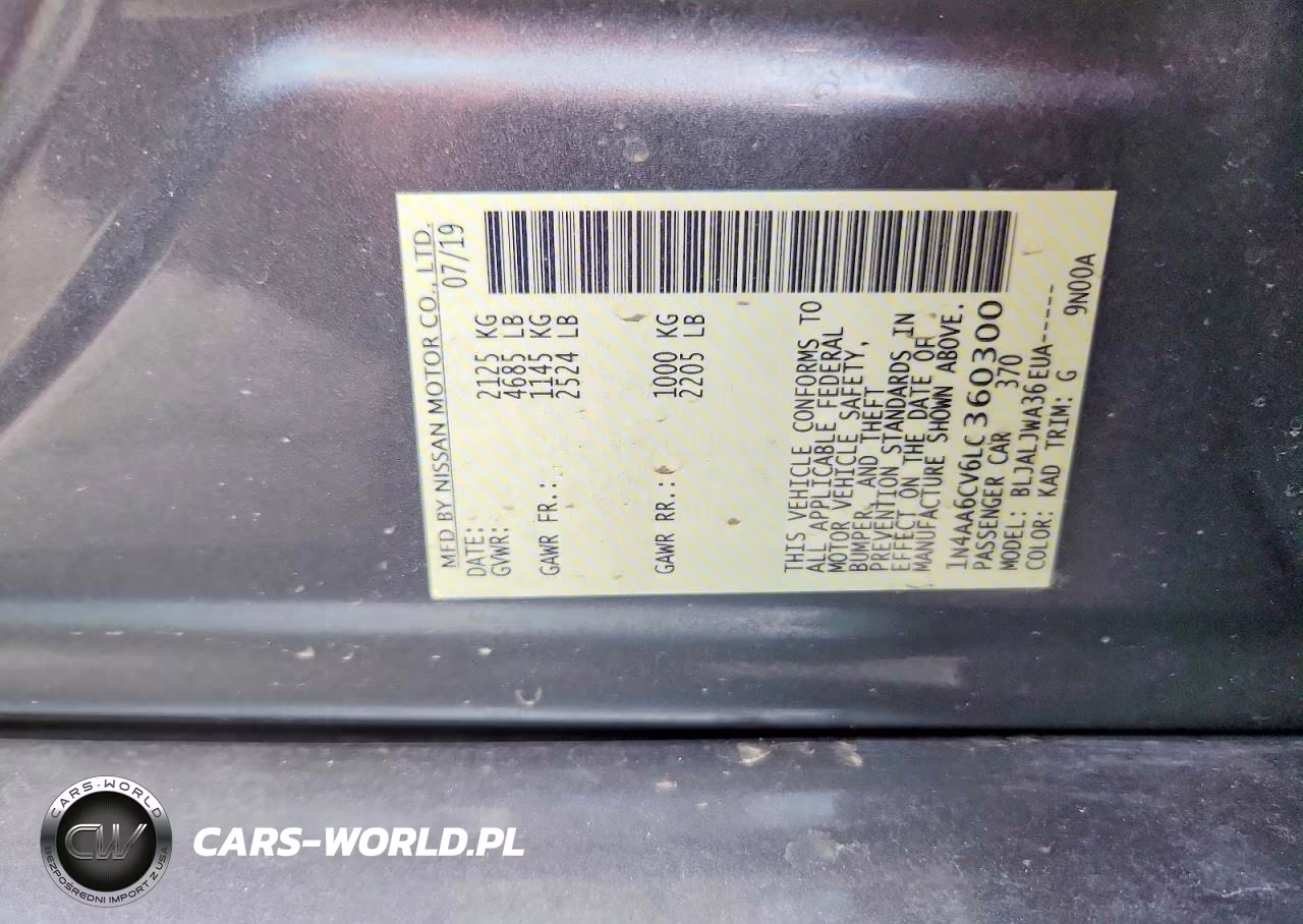 2020 Nissan Maxima Sv VIN:1N4AA6CV6LC360300 - 12