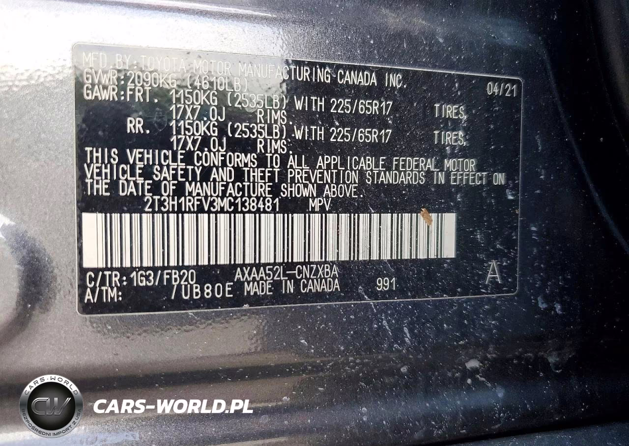 2021 Toyota Rav4 Le VIN:2T3H1RFV3MC138481 - 13