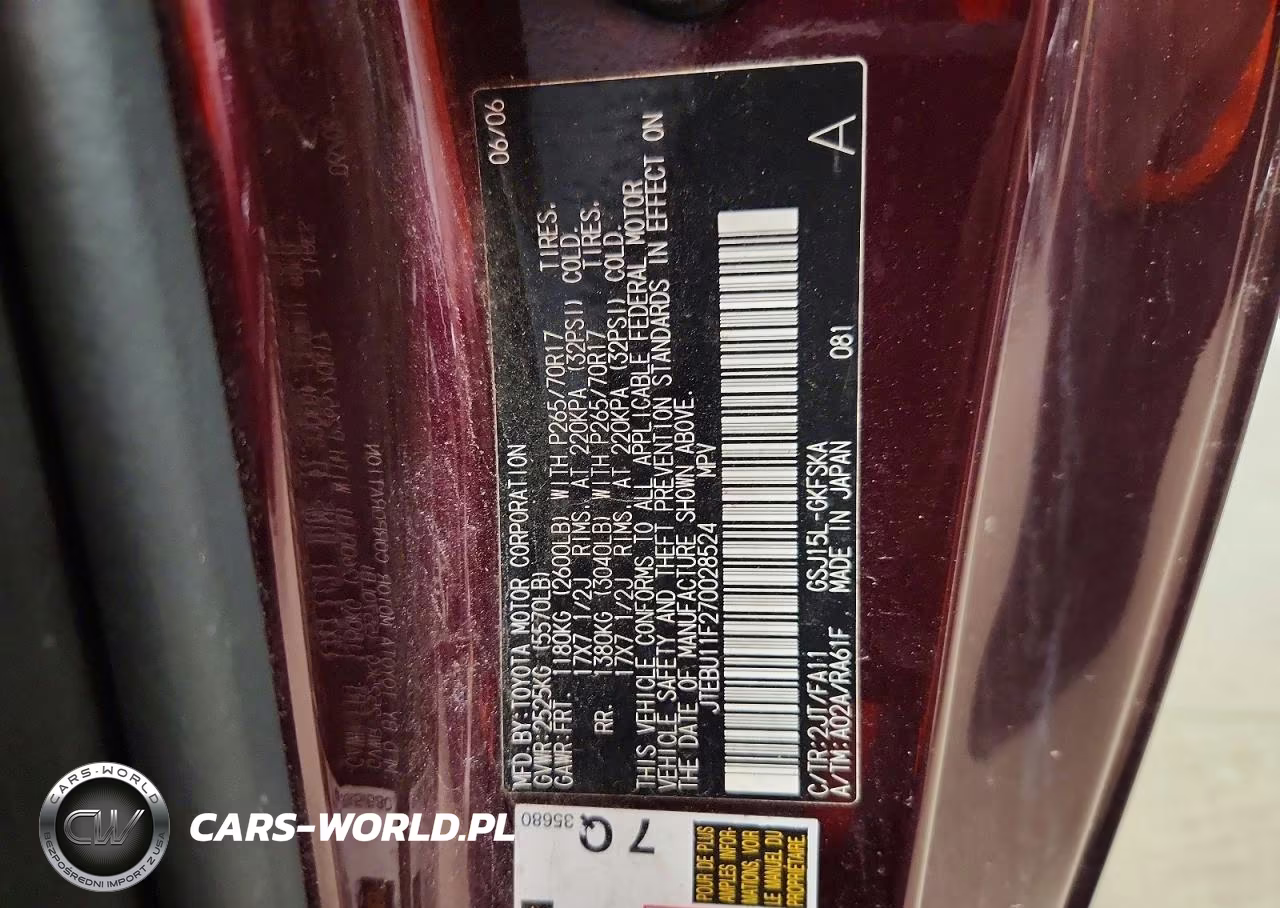 2007 Toyota Fj Cruiser Base VIN:JTEBU11F270028524 - 13