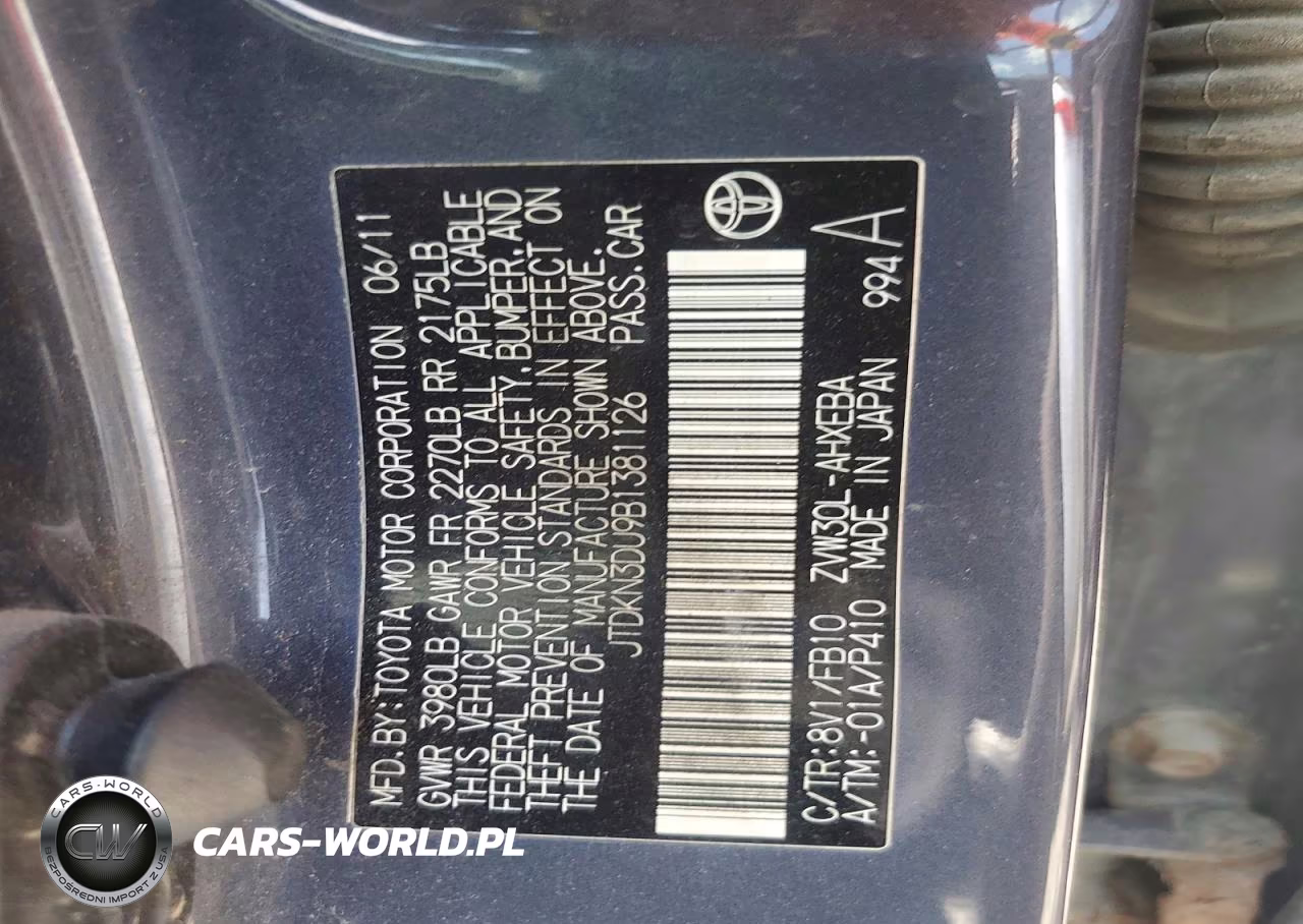 2011 Toyota Prius Two VIN:JTDKN3DU9B1381126 - 12