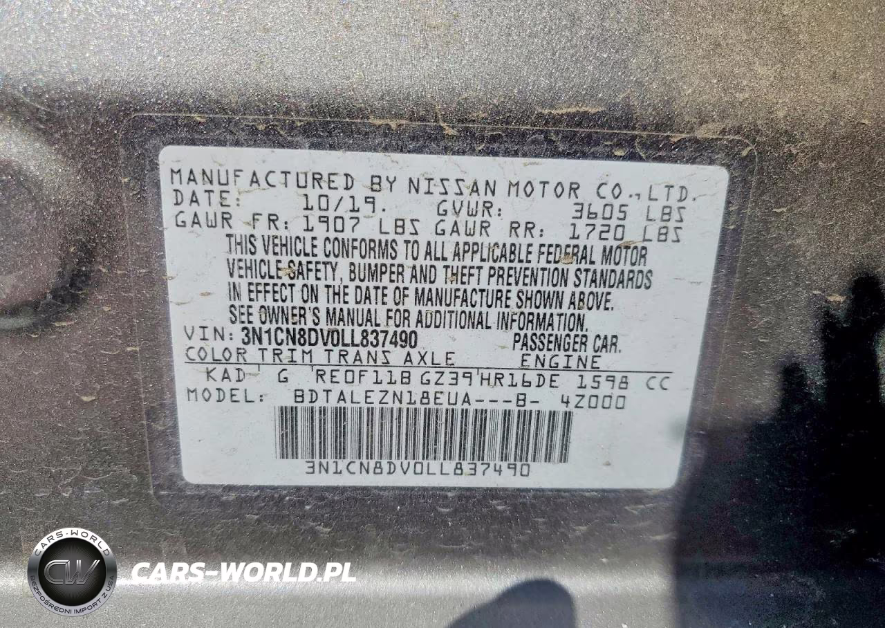 2020 Nissan Versa S VIN:3N1CN8DV0LL837490 - 12