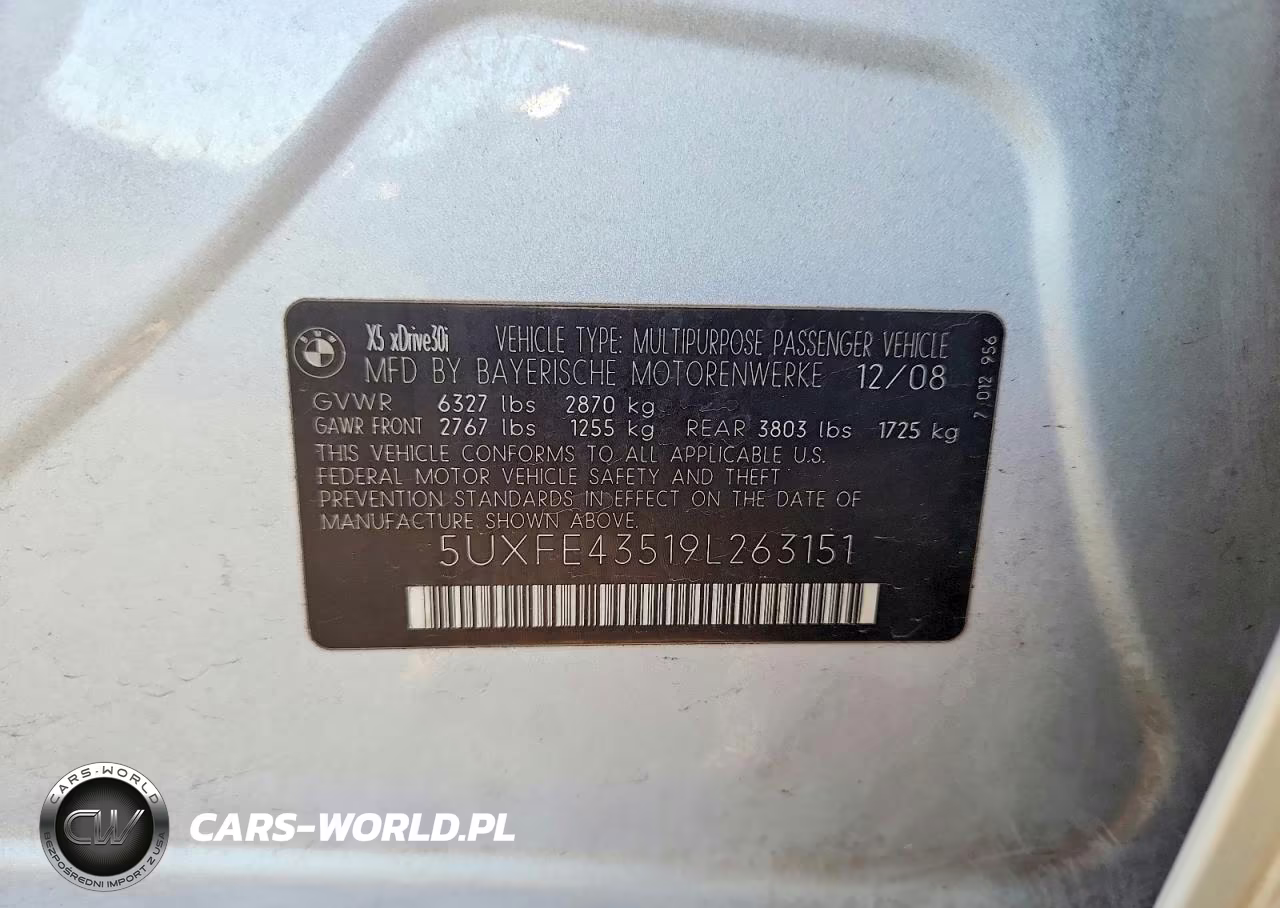 2009 BMW X5 xDrive30I VIN:5UXFE43519L263151 - 13