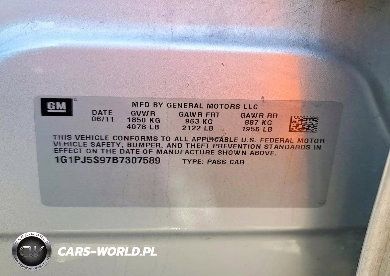 2011 Chevrolet Cruze Eco VIN:1G1PJ5S97B7307589 - 12