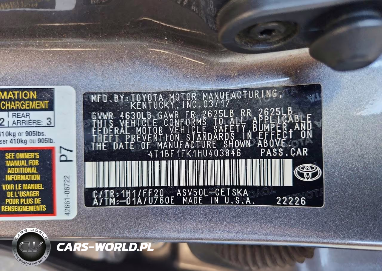 2017 Toyota Camry Se VIN:4T1BF1FK1HU403846 - 12