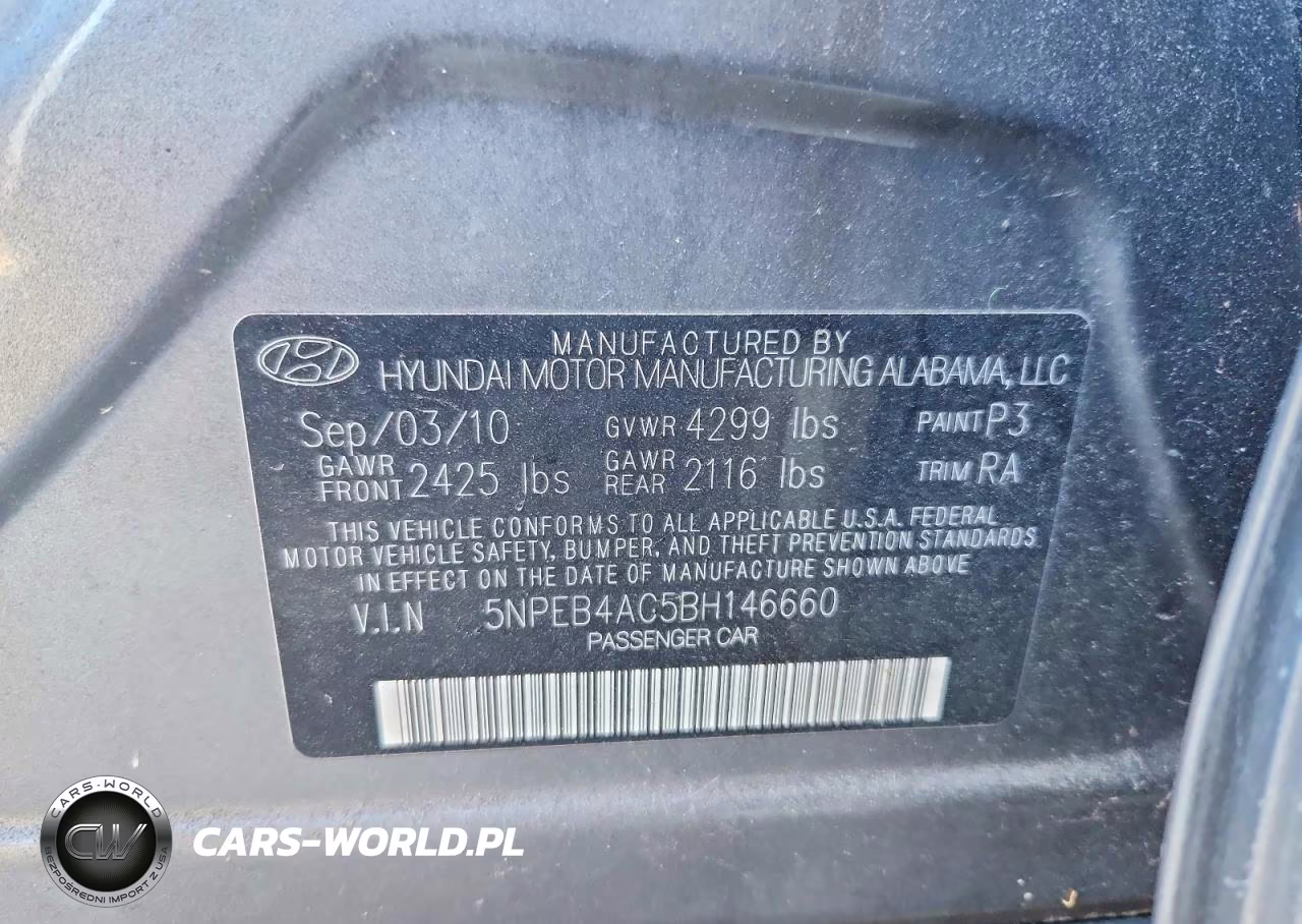 2011 Hyundai Sonata Gls VIN:5NPEB4AC5BH146660 - 12