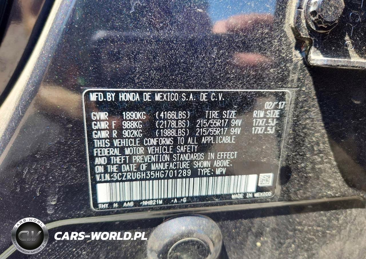 2017 Honda Hr-V Lx VIN:3CZRU6H35HG701289 - 12