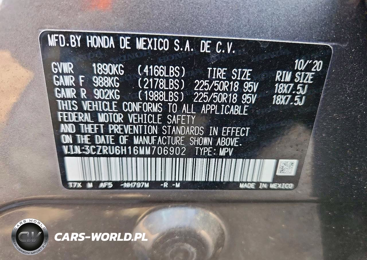 2021 Honda Hr-V Sport VIN:3CZRU6H16MM706902 - 13