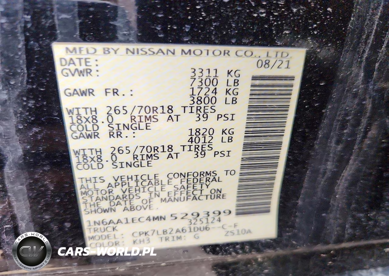 2021 Nissan Titan S VIN:1N6AA1EC4MN529399 - 12