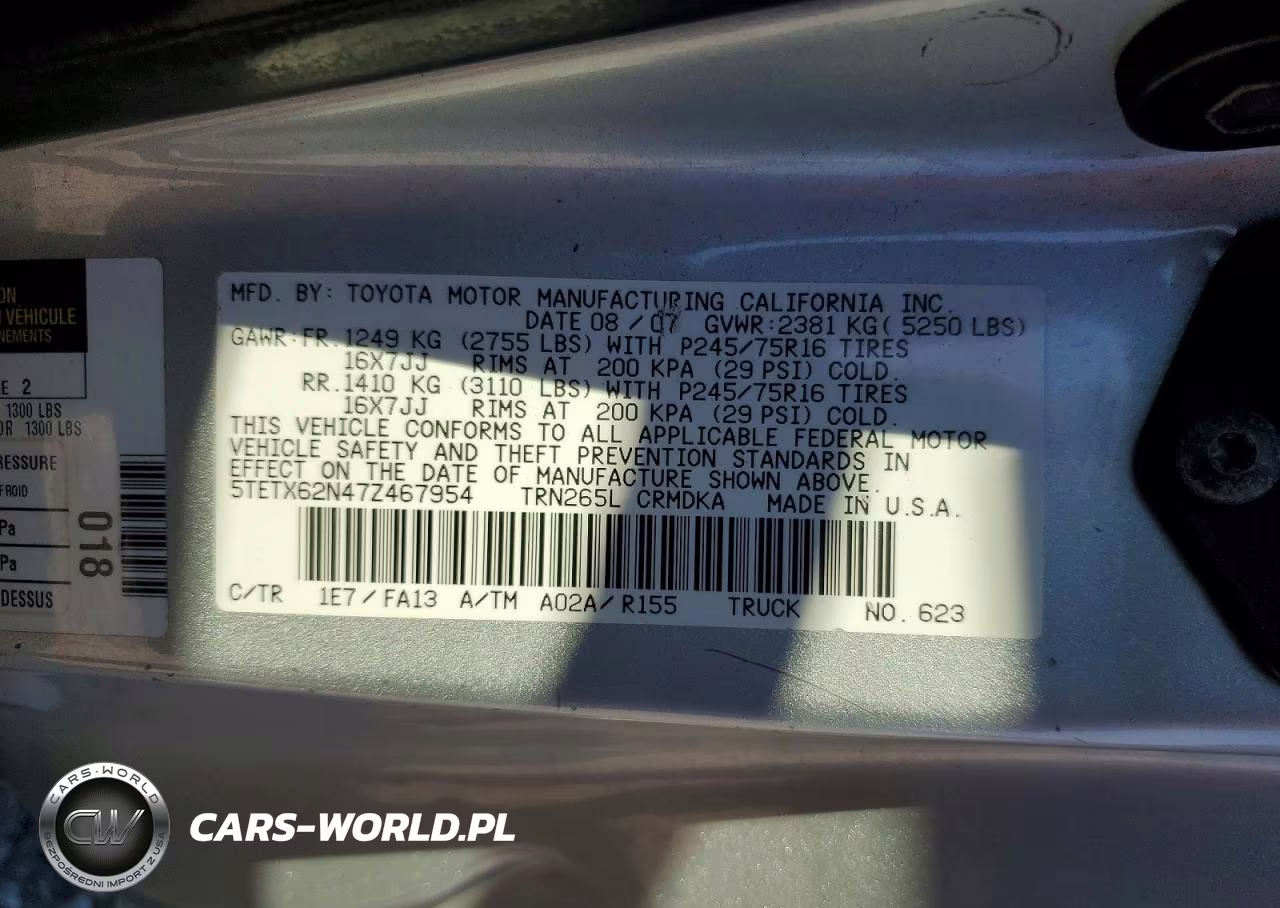 2007 Toyota Tacoma Prerunner Access Cab VIN:5TETX62N47Z467954 - 12
