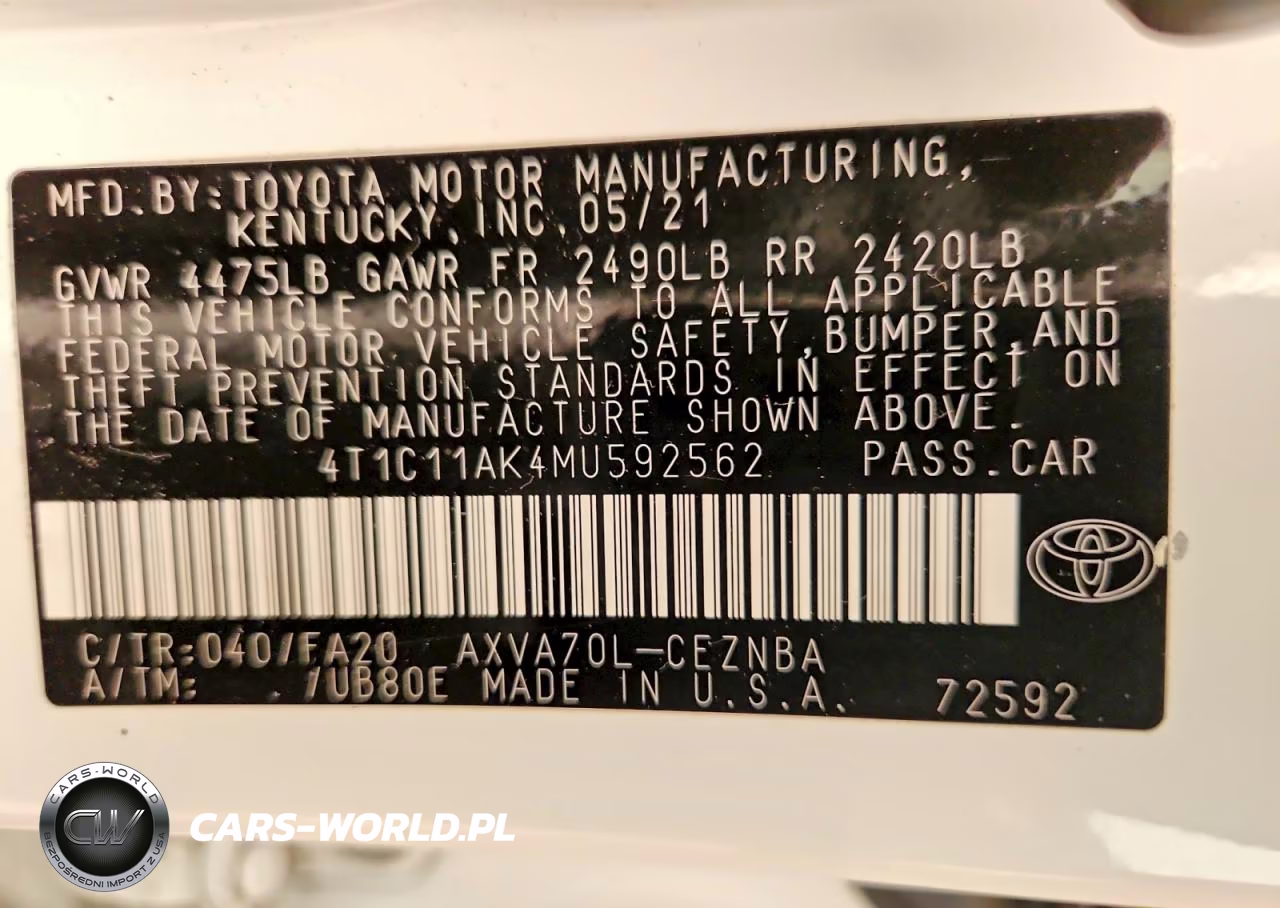 2021 Toyota Camry Le VIN:4T1C11AK4MU592562 - 13