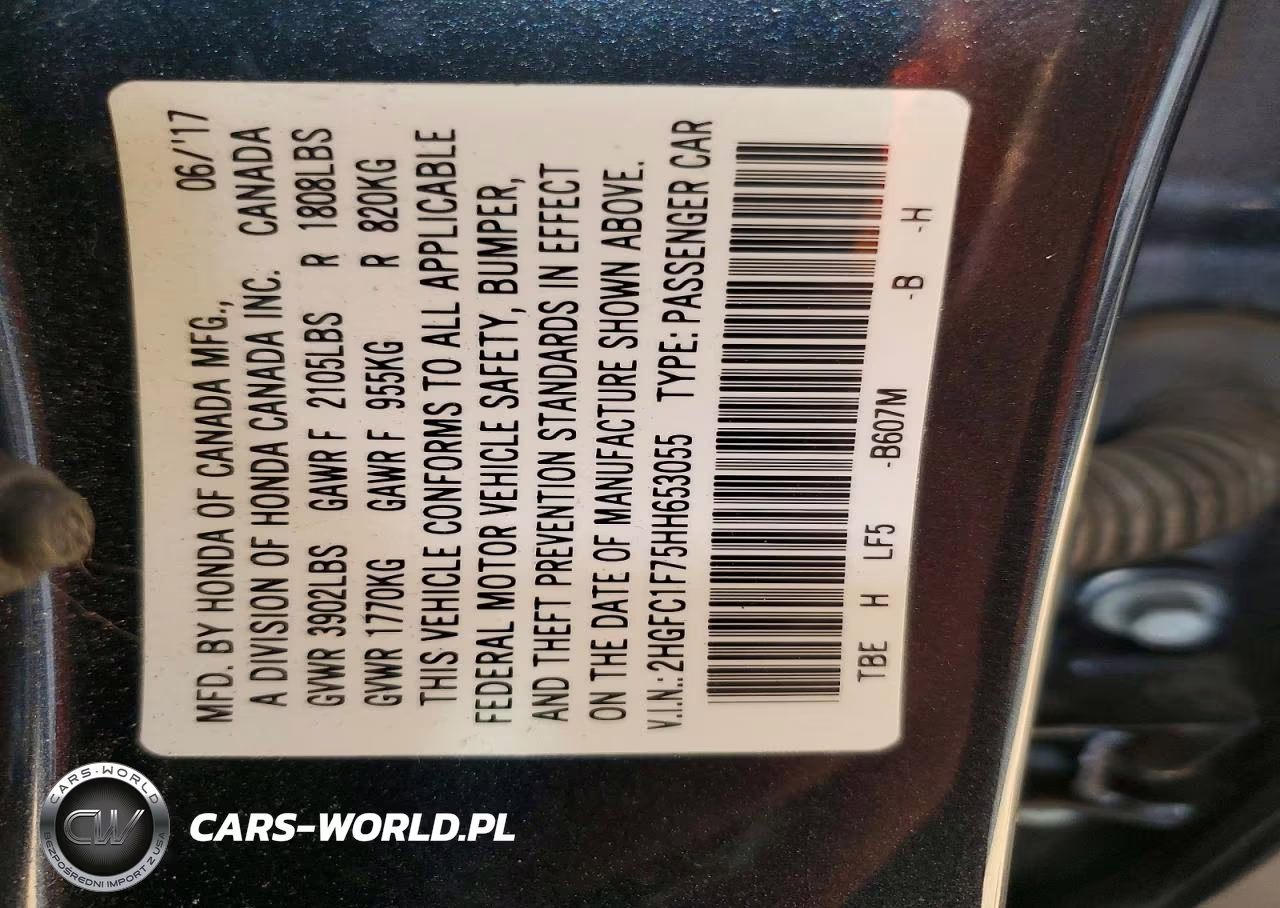 2017 Honda Civic Exl VIN:2HGFC1F75HH653055 - 12