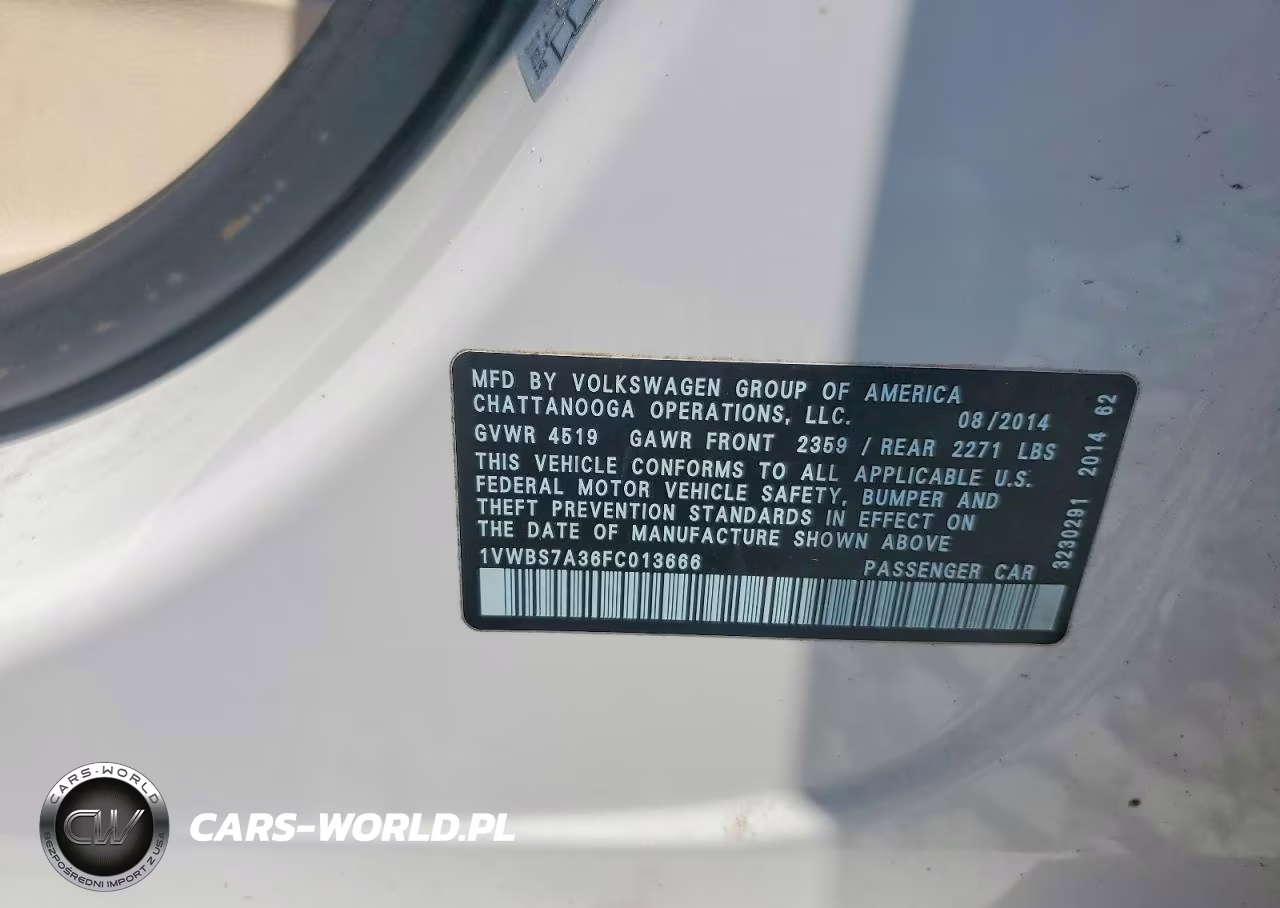 2015 Volkswagen Passat Se VIN:1VWBS7A36FC013666 - 12
