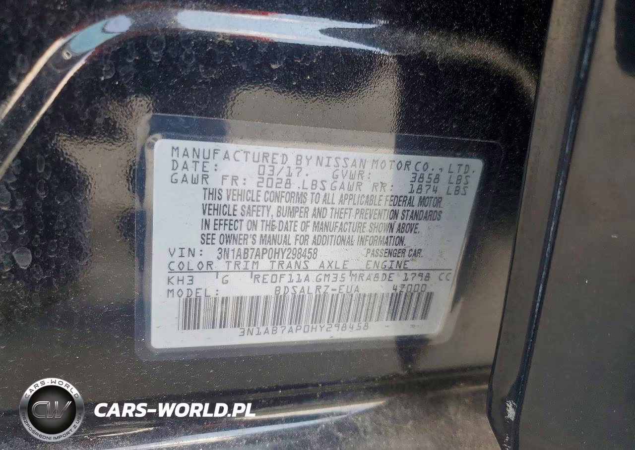 2017 Nissan Sentra Sr VIN:3N1AB7AP0HY298458 - 12