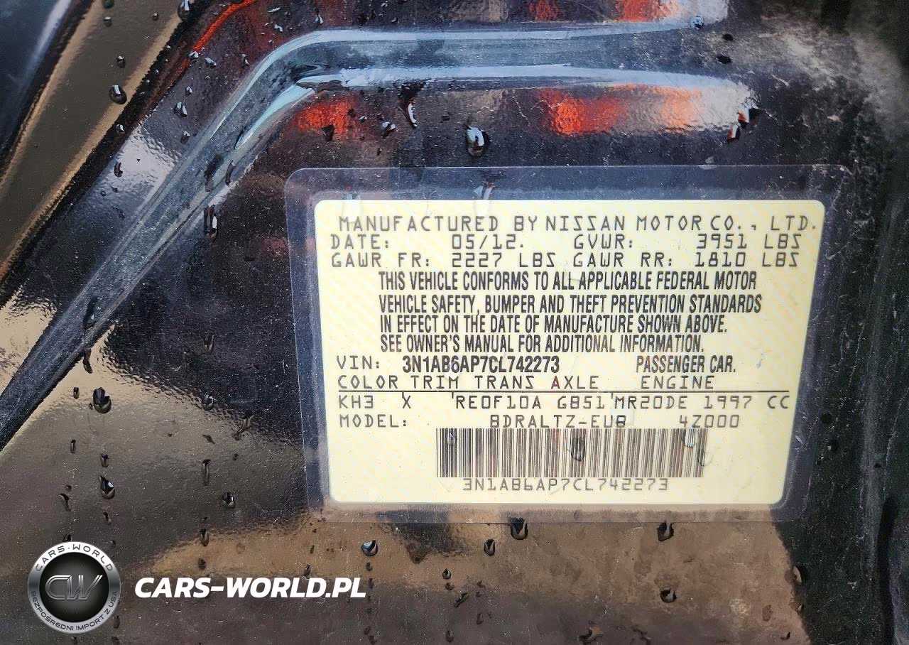 2012 Nissan Sentra 2.0 VIN:3N1AB6AP7CL742273 - 12