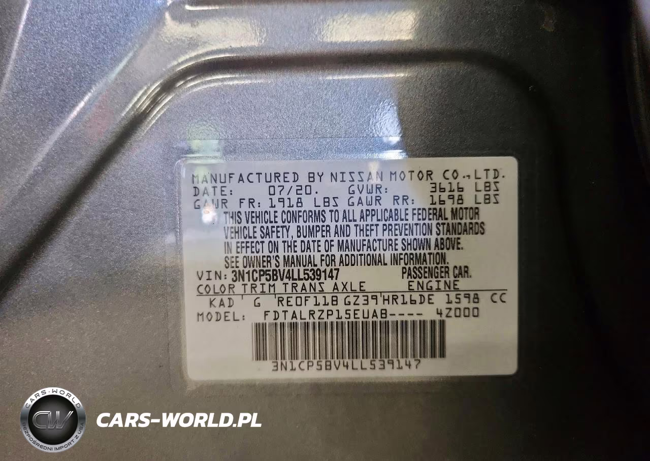 2020 Nissan Kicks S VIN:3N1CP5BV4LL539147 - 13