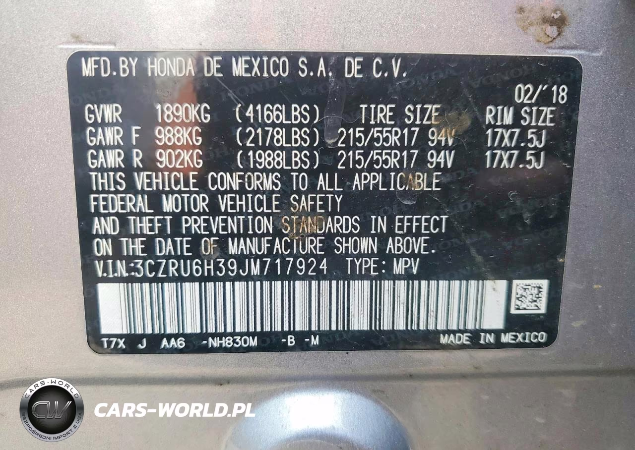 2018 Honda Hr-V Lx VIN:3CZRU6H39JM717924 - 13