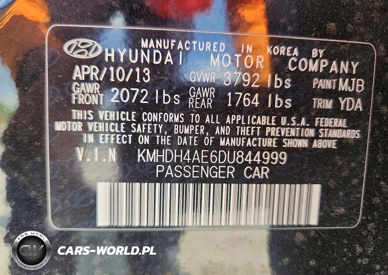 2013 Hyundai Elantra Limited VIN:KMHDH4AE6DU844999 - 12