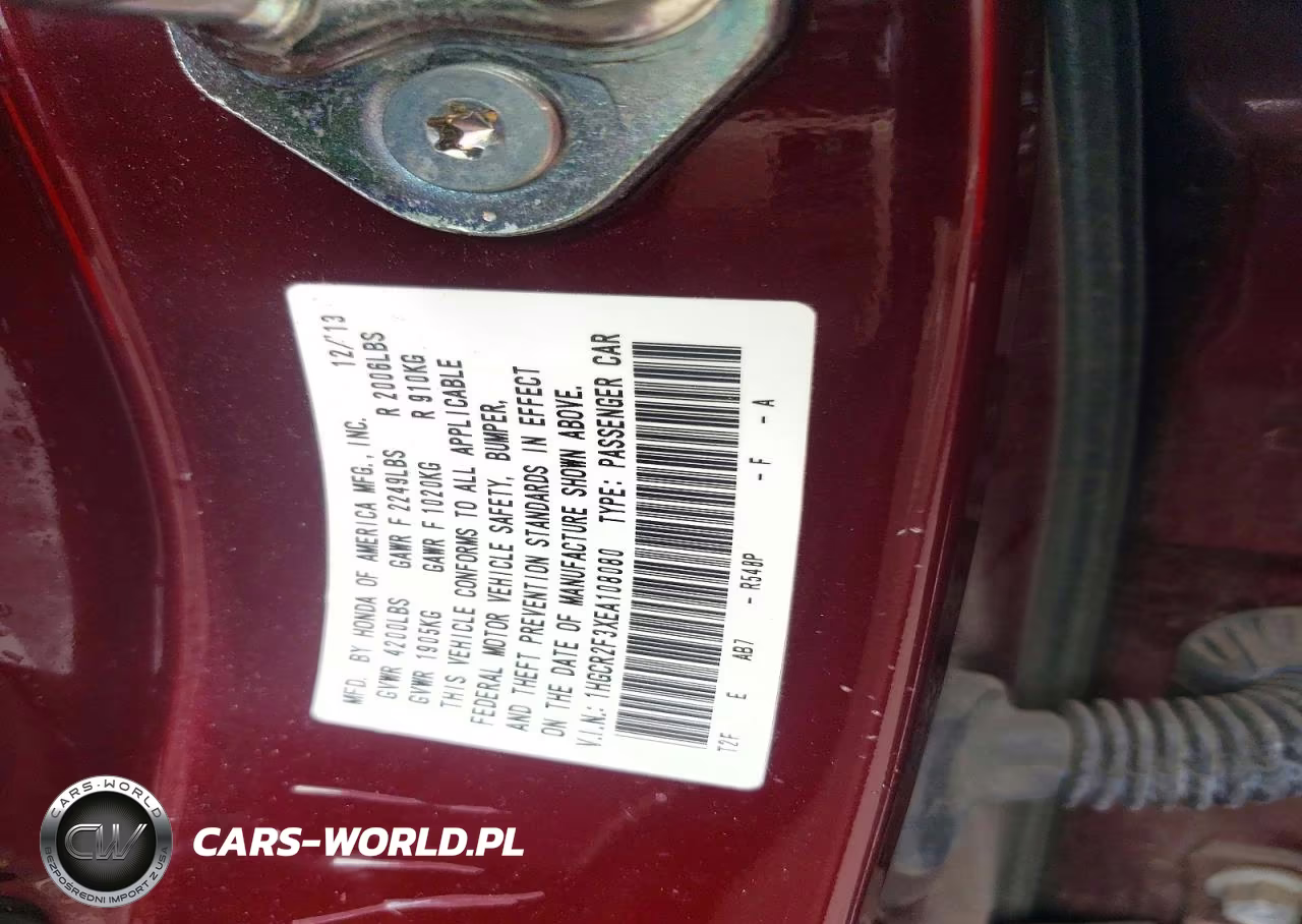 2014 Honda Accord Lx VIN:1HGCR2F3XEA108080 - 13