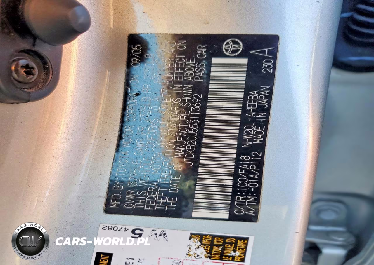 2005 Toyota Prius Base VIN:JTDKB20U553113692 - 12