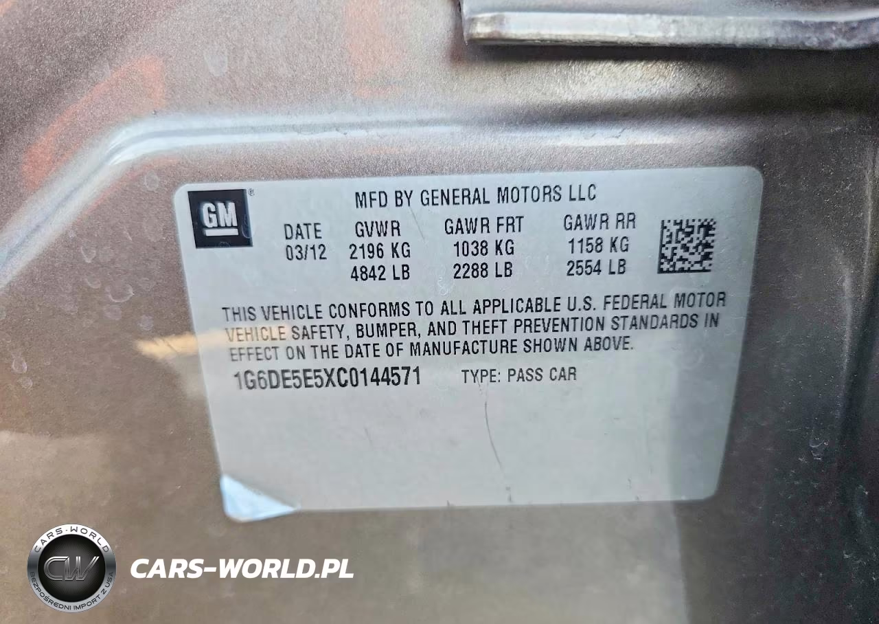 2012 Cadillac Cts Luxury Collection VIN:1G6DE5E5XC0144571 - 12