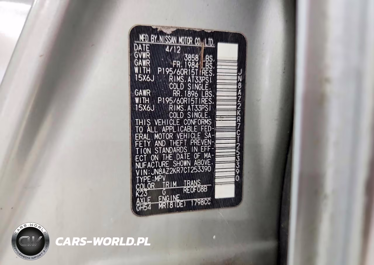 2012 Nissan Cube 1.8 VIN:JN8AZ2KR7CT253390 - 12