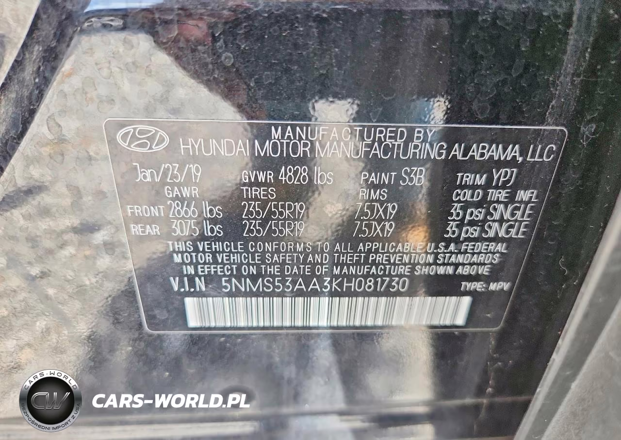 2019 Hyundai Santa Fe Limited 2.0T VIN:5NMS53AA3KH081730 - 13