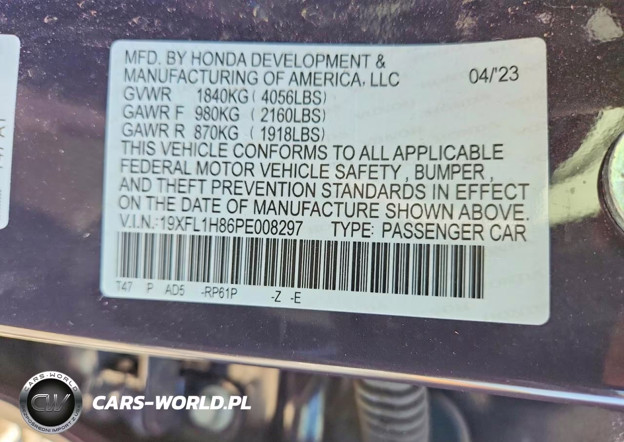 2023 Honda Civic Sport Touring VIN:19XFL1H86PE008297 - 12