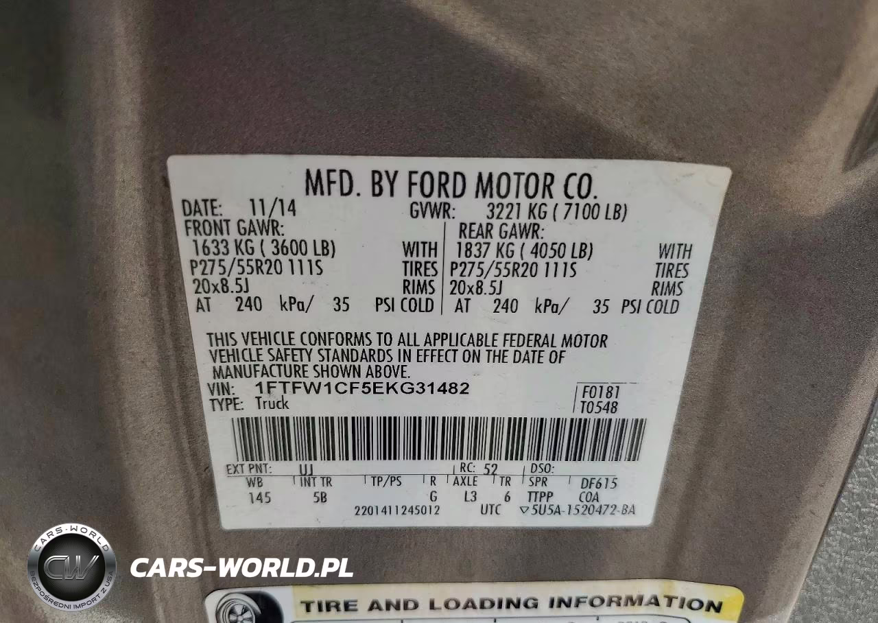 2014 Ford F150 Supercrew VIN:1FTFW1CF5EKG31482 - 12