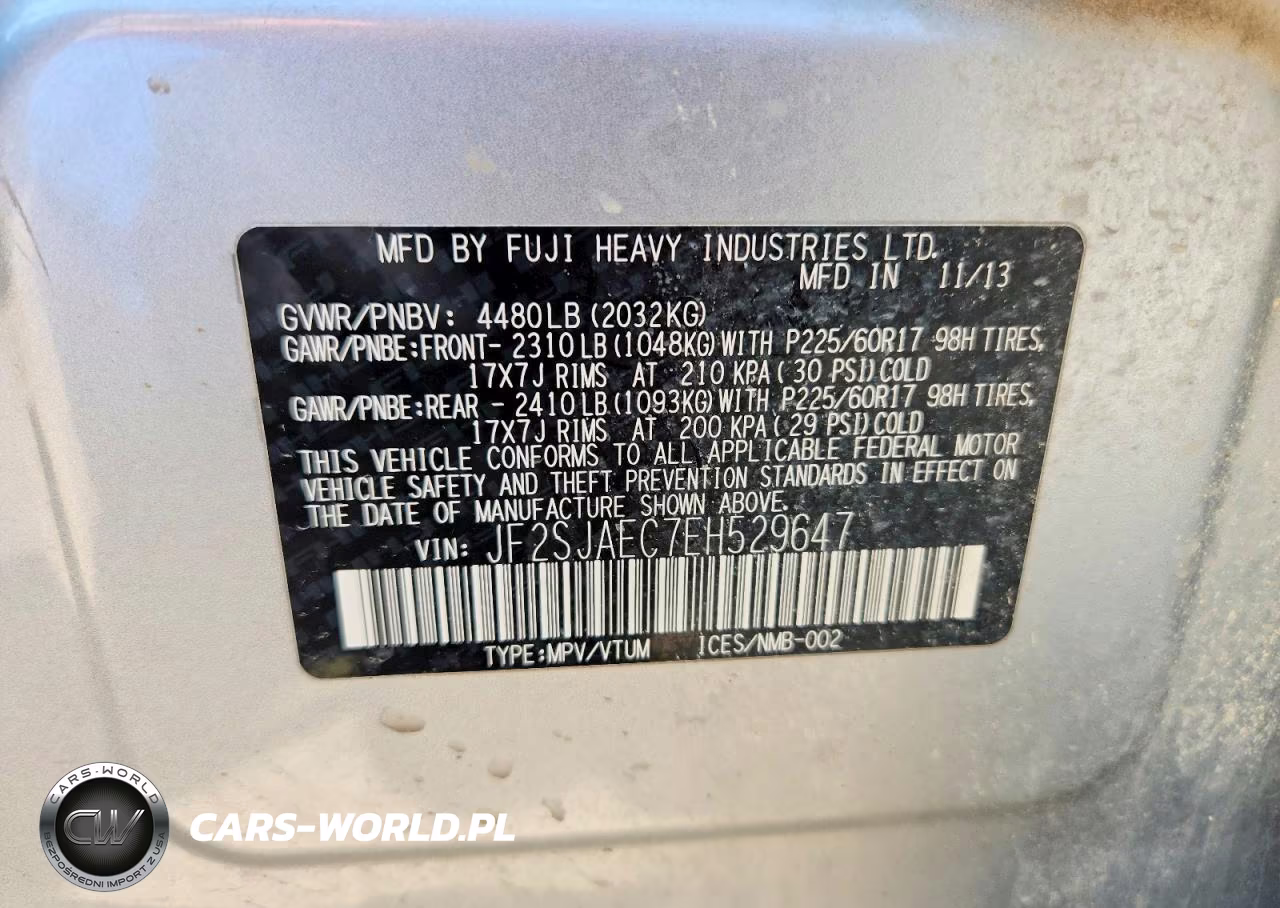 2014 Subaru Forester 2.5I Premium VIN:JF2SJAEC7EH529647 - 13