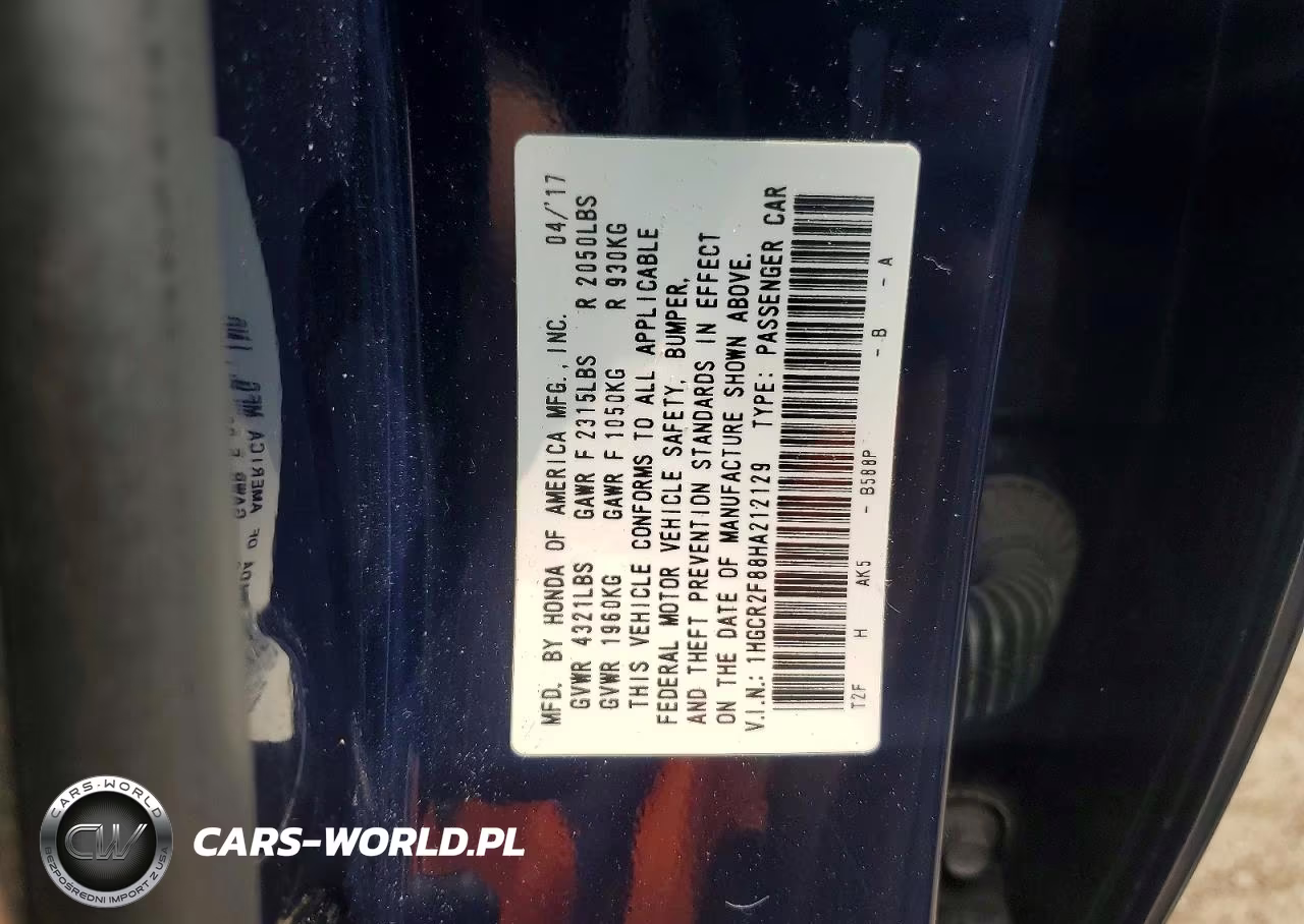2017 Honda Accord Exl VIN:1HGCR2F88HA212129 - 12