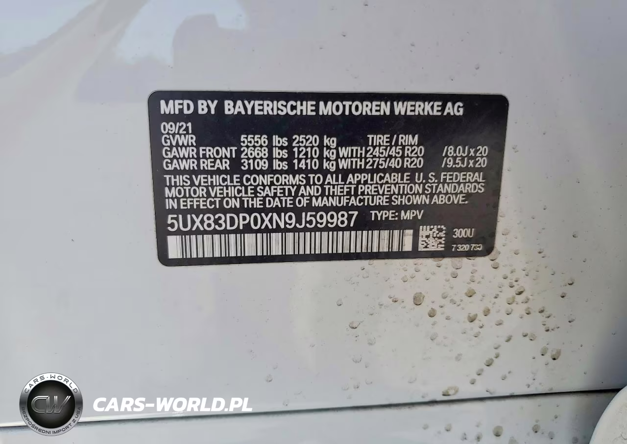 2022 BMW X3 M40I VIN:5UX83DP0XN9J59987 - 13