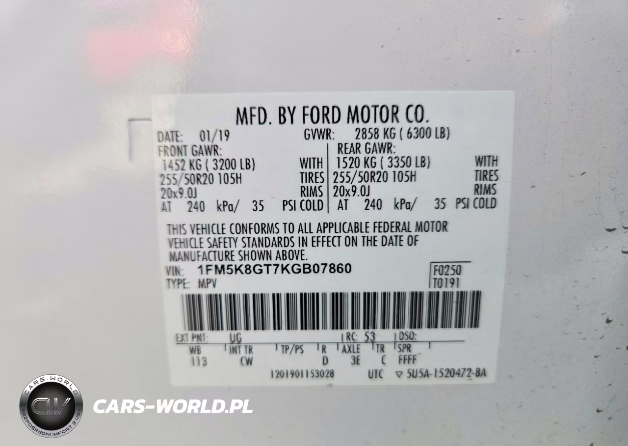 2019 Ford Explorer Sport VIN:1FM5K8GT7KGB07860 - 13