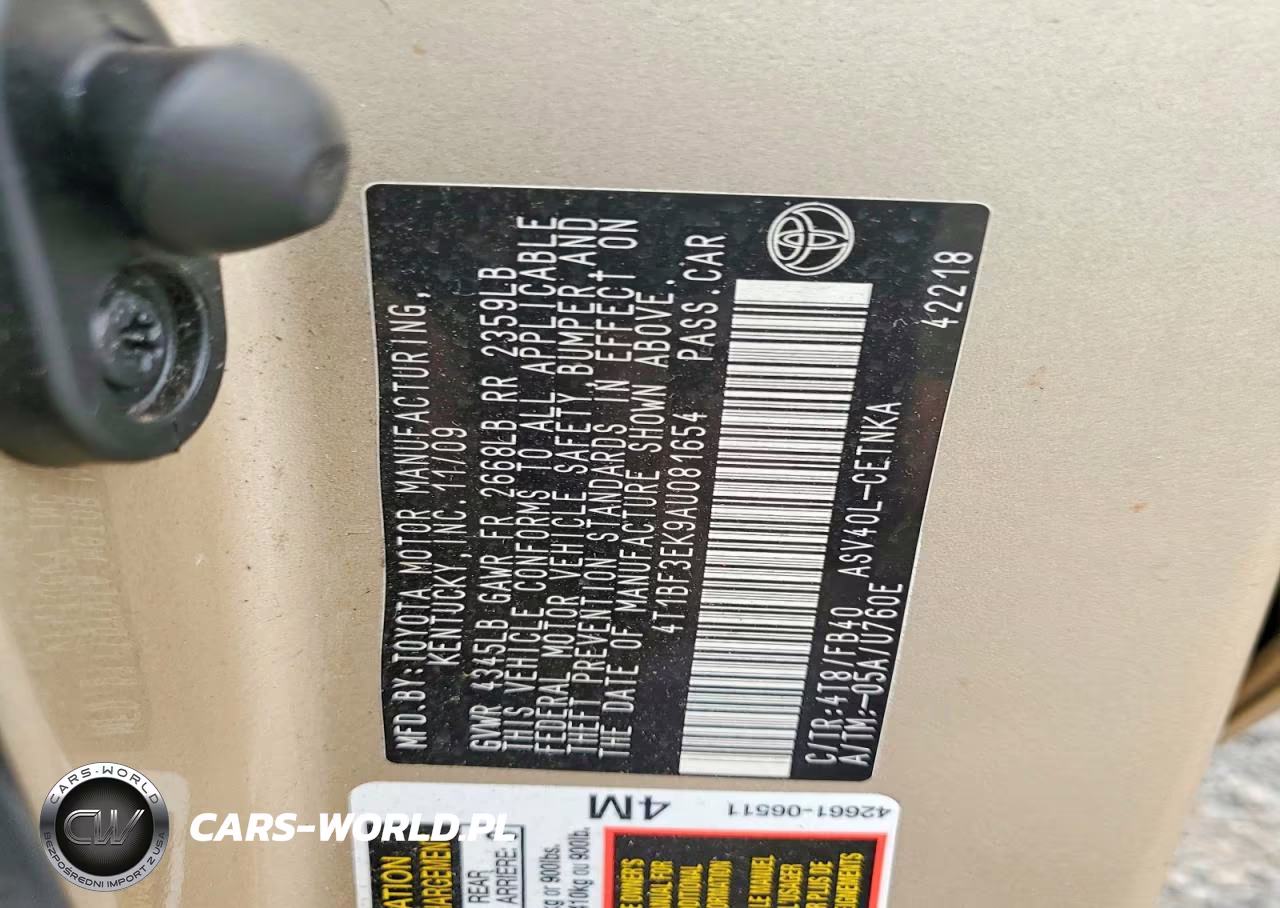 2010 Toyota Camry Le VIN:4T1BF3EK9AU081654 - 12
