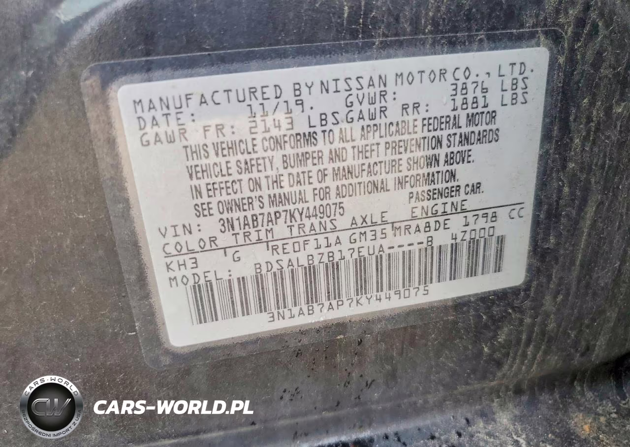 2019 Nissan Sentra S VIN:3N1AB7AP7KY449075 - 12