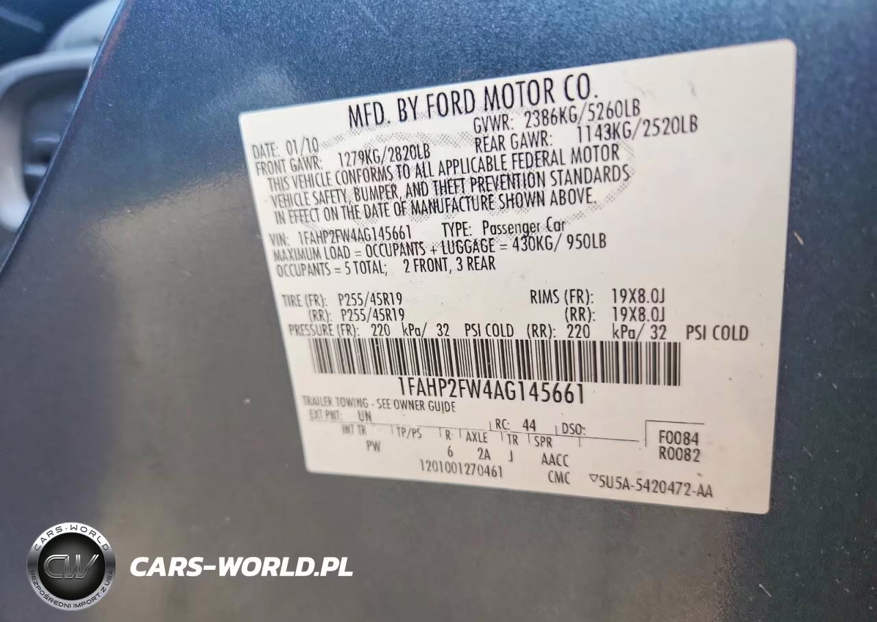 2010 Ford Taurus Limited VIN:1FAHP2FW4AG145661 - 12